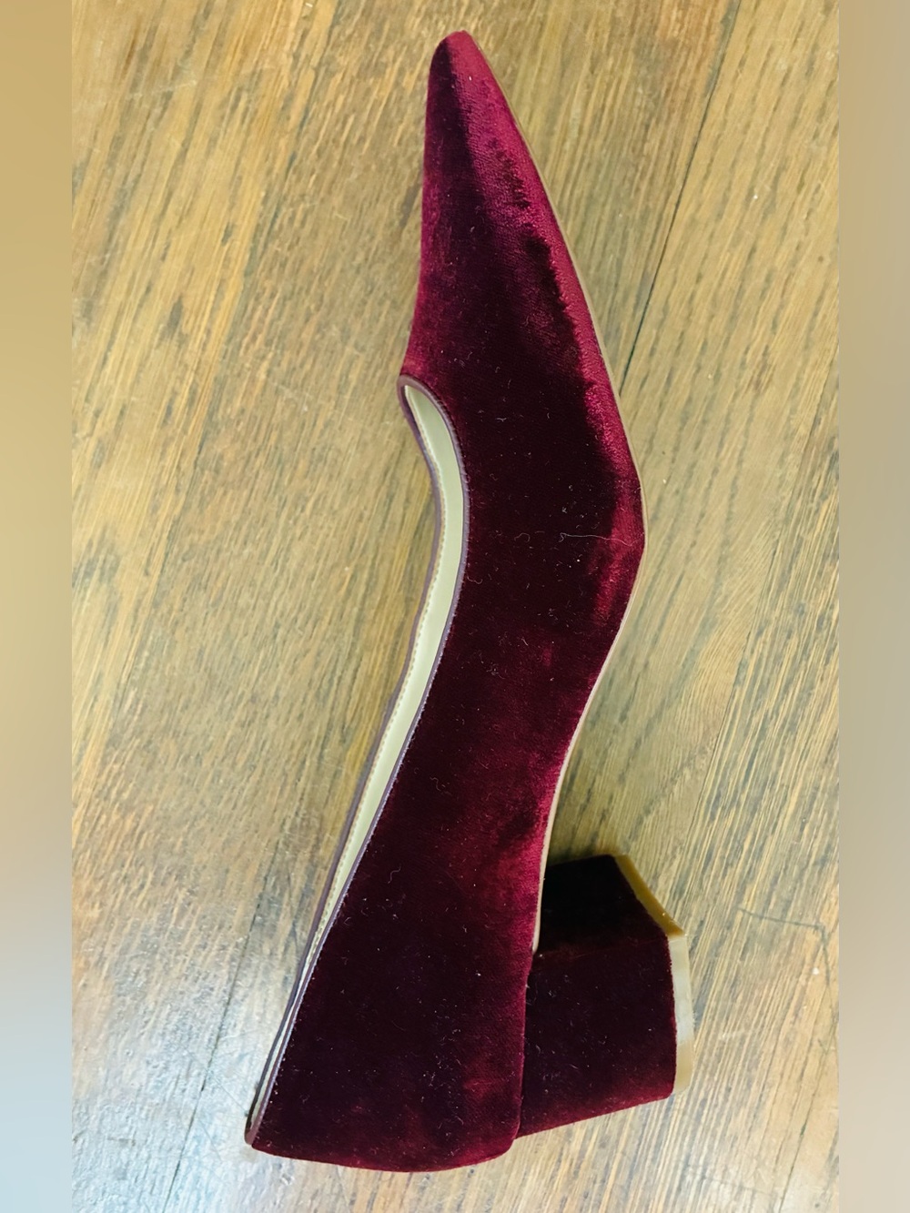 Ann Taylor Burgundy Velvet Pointed-Toe Pumps